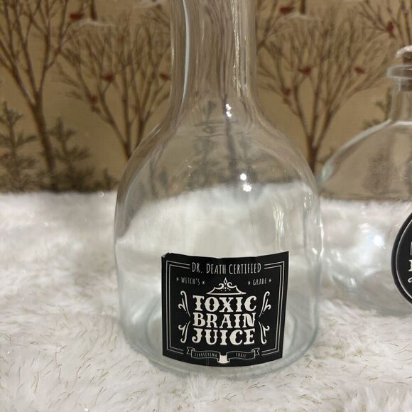 Target Potion Poison Elixir Bottles Clear Glass Jars Set Of 2 Halloween NEW - Picture 2 of 5
